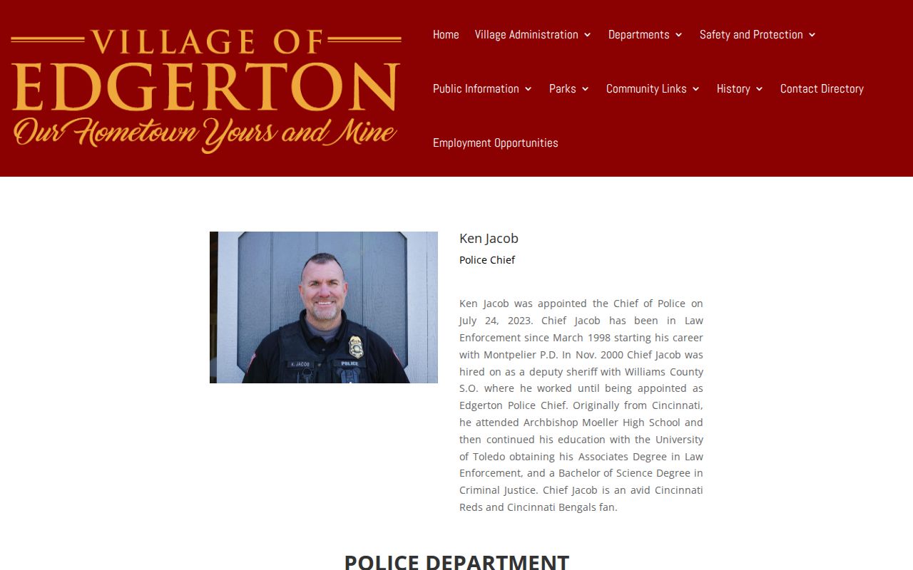 Edgerton Williams County police record source
